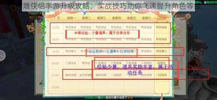 神雕侠侣手游升级攻略:实战技巧助你飞速提升角色等级